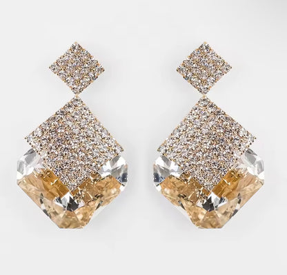Bridal Wedding Champagne Crystal Earrings
